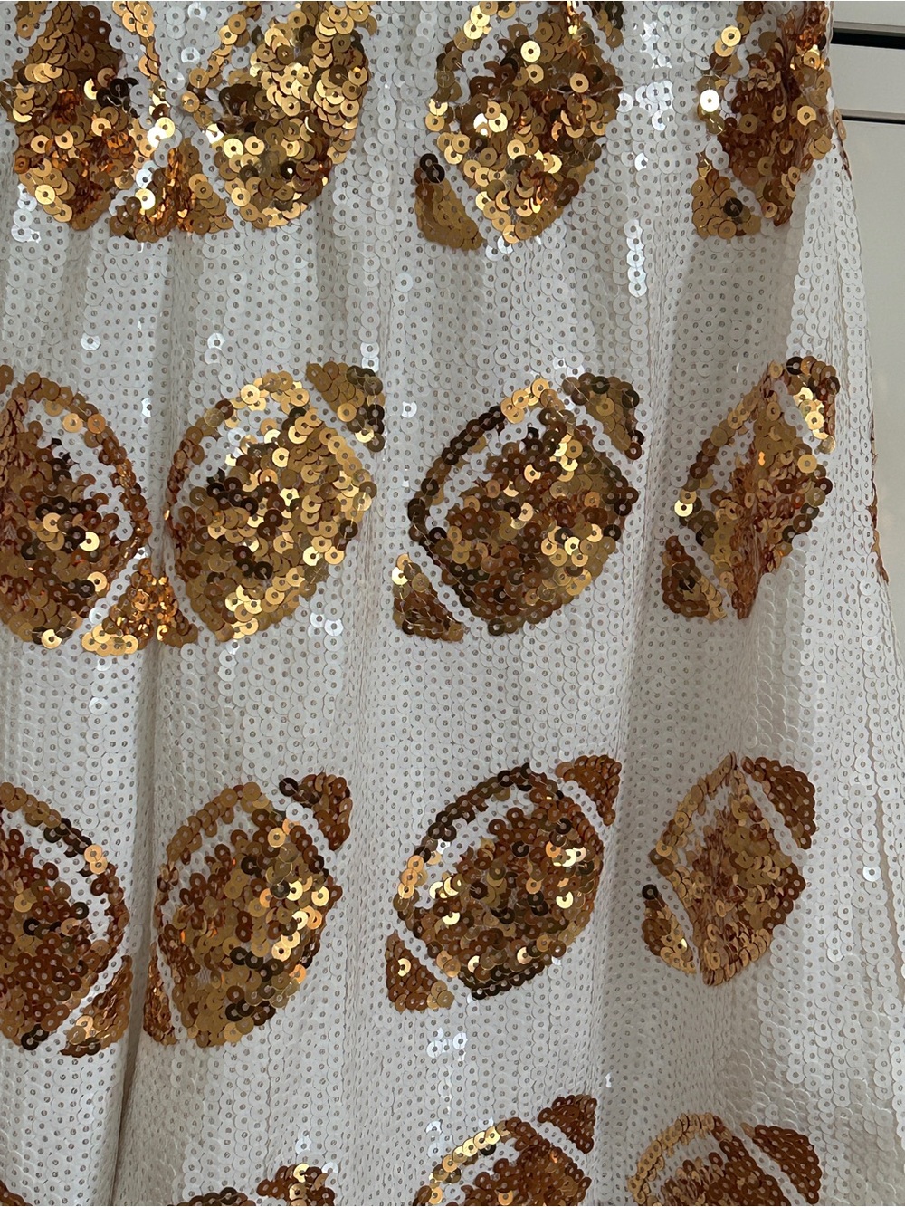 Sequin Football-Print Skort in White & Gold - Picture 2 of 5